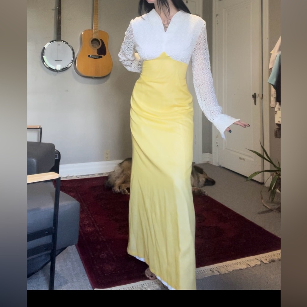 1960s formal gown — Daisy yellow